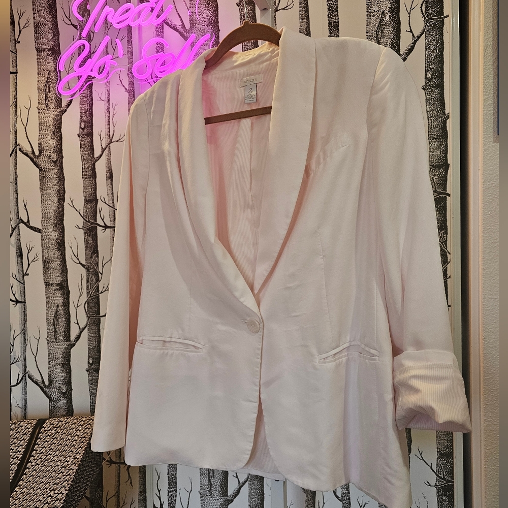 Chico's Pink Lightweigh Single Button Spring/Summer Blazer - Size 2